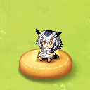 a cartoon character sitting on top of a donut