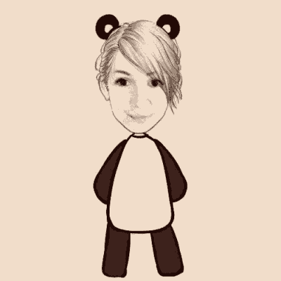 a cartoon drawing of a woman dressed as a panda bear .