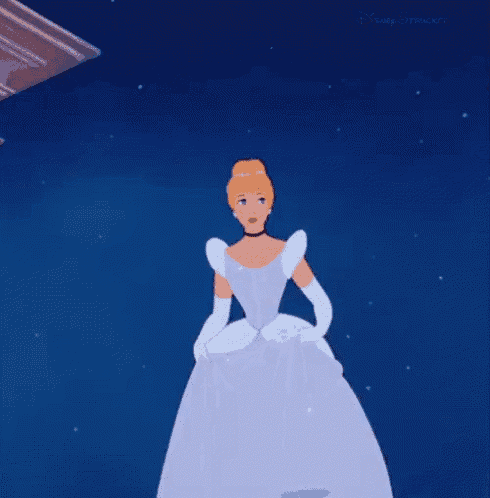 a cartoon of cinderella in a white dress