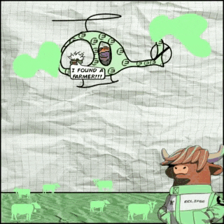 a drawing of a helicopter that says i found a farmer on it