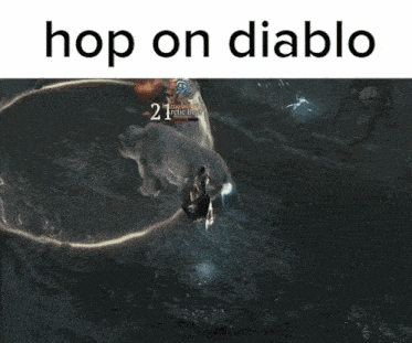a screenshot of a video game with the words hop on diablo above it