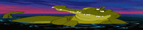 a cartoon crocodile is swimming in the water