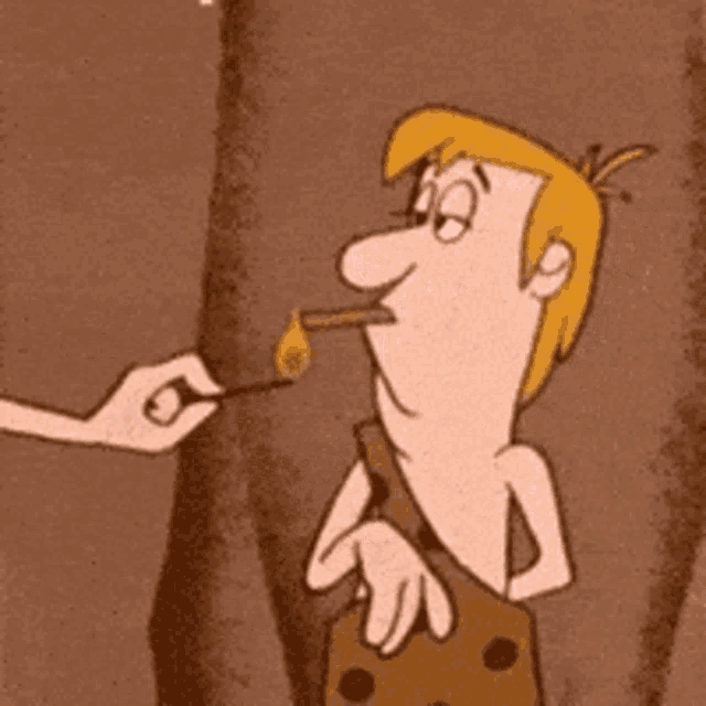 a cartoon character is smoking a cigar and blowing smoke out of his mouth