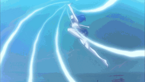 a woman in a bikini is being struck by lightning