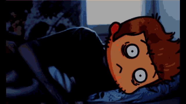 a close up of a cartoon character 's face with two eyes