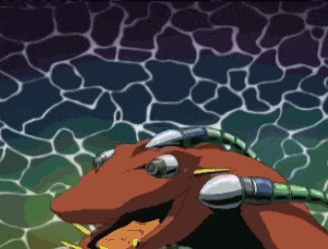 a cartoon drawing of a frog with a snake on its back