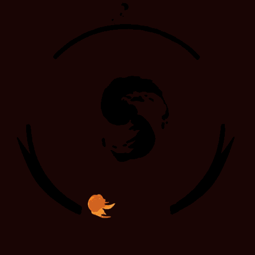 a silhouette of a phoenix with a circle around it on a black background
