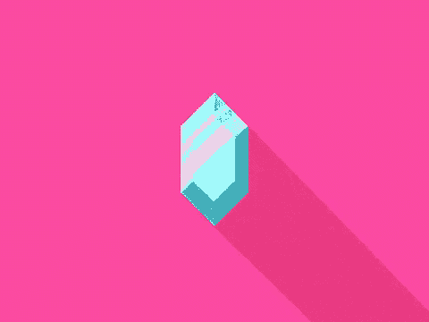 a pixel art illustration of a diamond on a pink background .