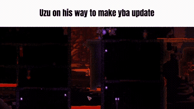 a screenshot of a video game with the words uzu on his way to make yba update
