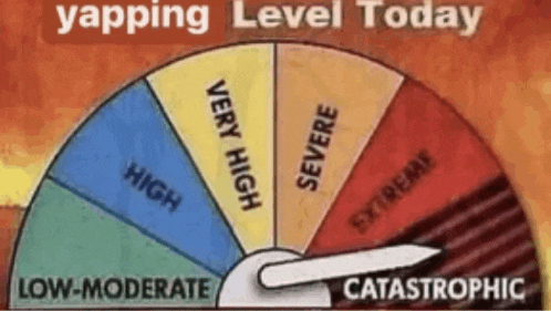 a very high level of yapping is shown on a wheel