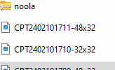 a computer screen shows a folder called noola with three files in it