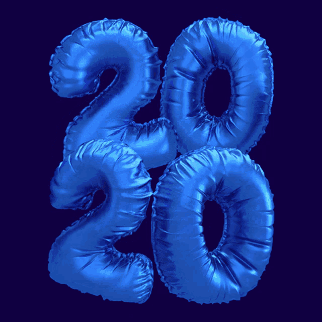 the number 20 is made of blue balloons