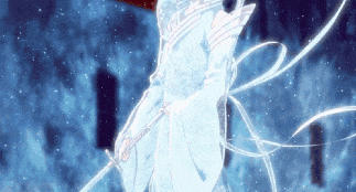 a person in a white dress is holding a sword in their hand .