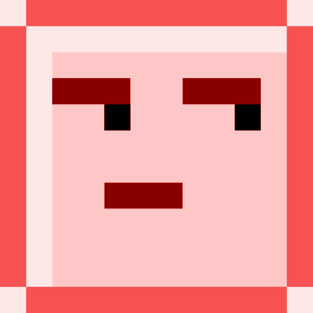 a pixel art of a face with a red frame