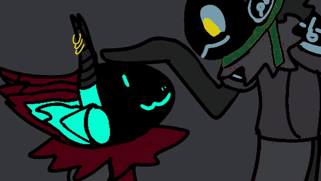 a cartoon drawing of a person giving a high five to another cartoon character