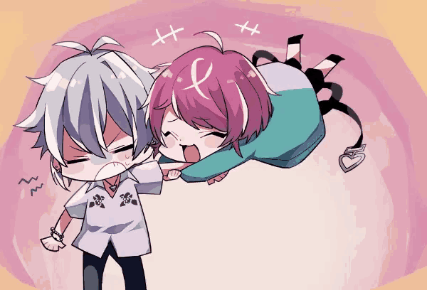 a drawing of a boy and a girl with the letter f on their head