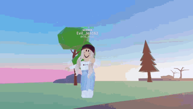 a girl in a video game with the name evil_jen162 on the screen