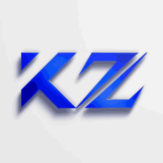 a blue kz logo that is on a white background