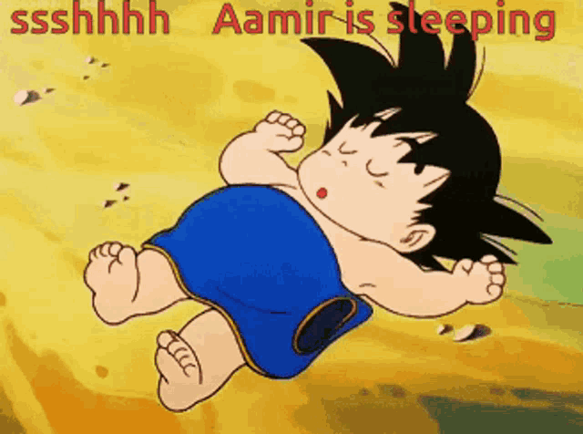 a cartoon of a baby sleeping with the words ssshhhh aamir is sleeping below it