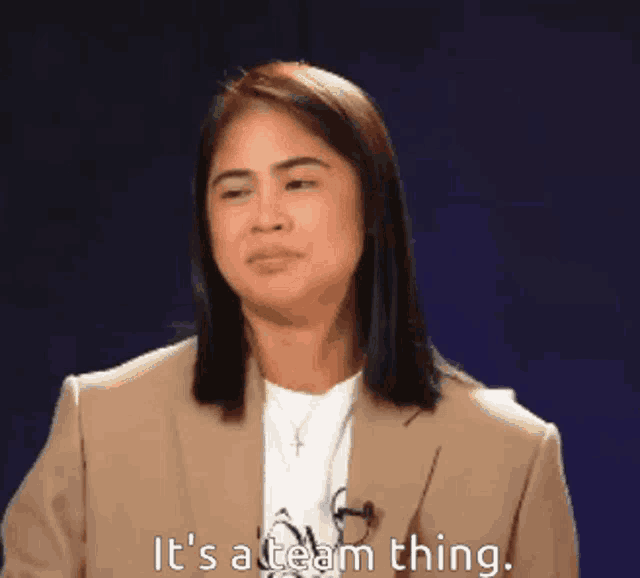 a woman says it 's a team thing