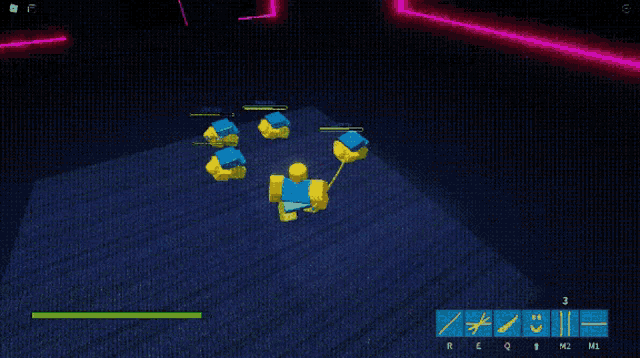 a group of roblox characters are fighting each other in a game .
