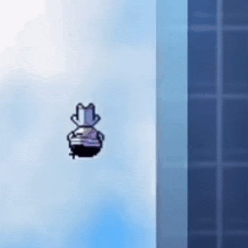a cartoon frog is flying through the air in front of a building .