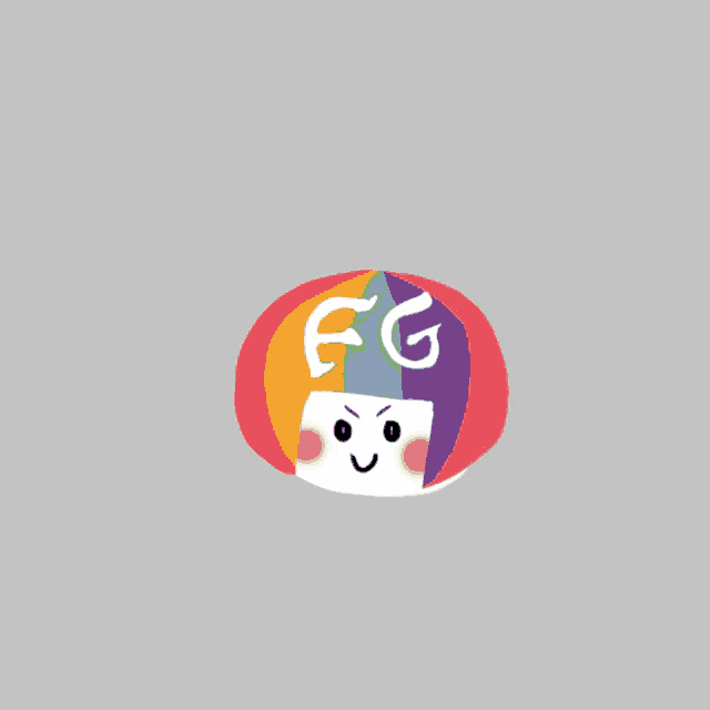 a cartoon drawing of a marshmallow with the letter fg on it