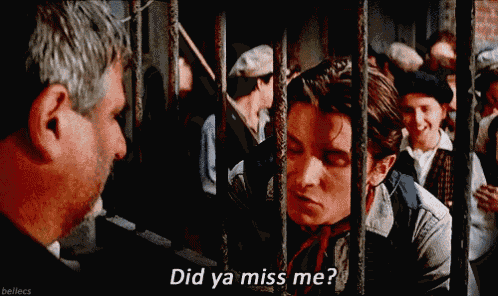 a man behind bars with the words did ya miss me written below him