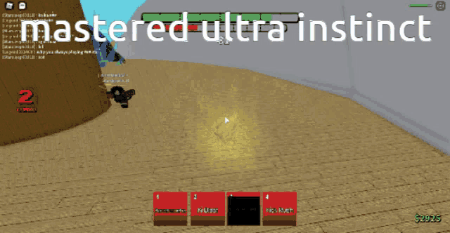 a screen shot of a video game with the words mastered ultra instinct