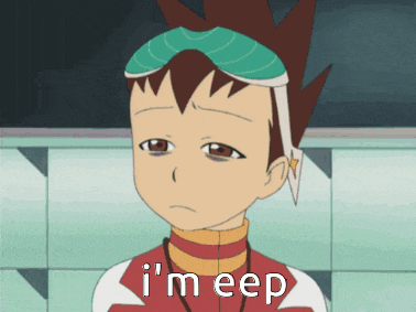 a cartoon character with the words i 'm eep written on his face