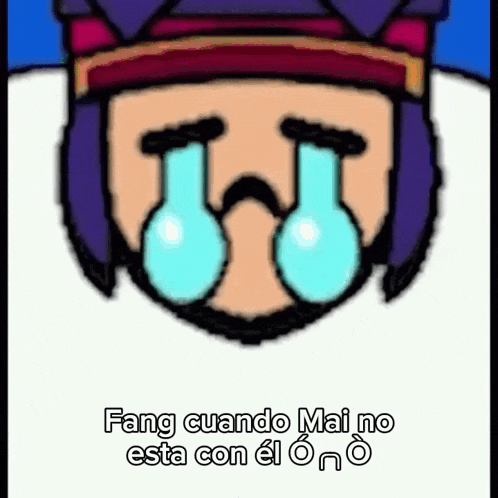 a cartoon character with tears coming out of his eyes and the words `` fang cuando mai no esta con el o no '' .