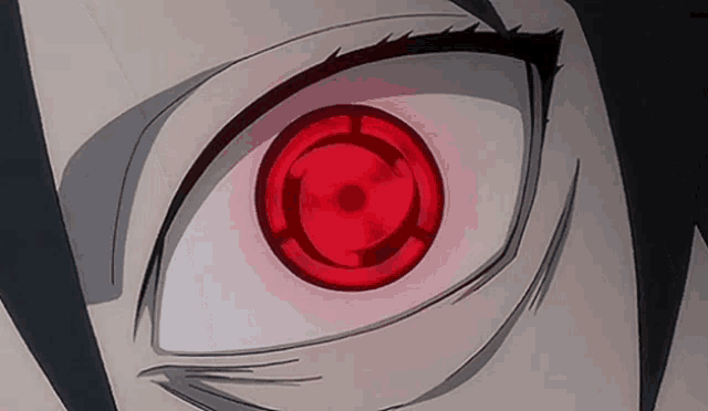 a close up of a person 's eye with a red circle in the middle .