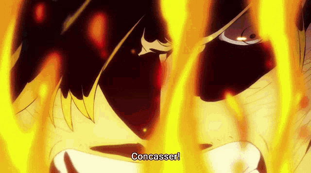 a close up of a person 's face with the words concasser written below