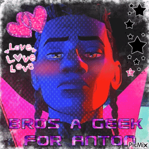 a picture of a man with the words bros a geek for anton on the bottom