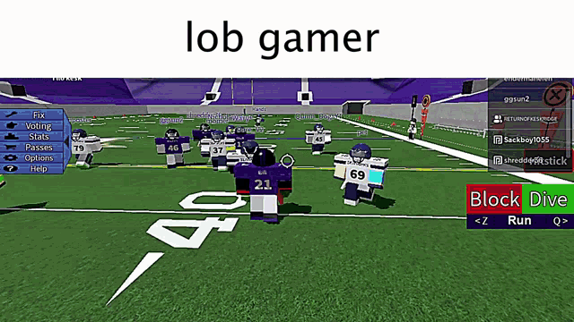 a screen shot of a video game with the words lob gamer on the top