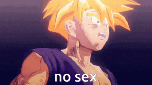 a cartoon character says " no sex " in a dark background
