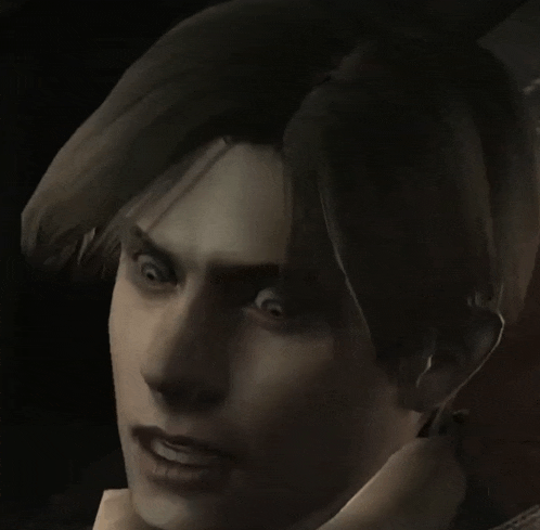 a close up of a video game character 's face with a serious look on his face