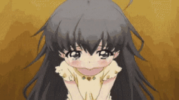 a little girl with long black hair is crying with her eyes closed