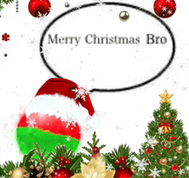 a merry christmas bro greeting card with a christmas tree and a santa hat