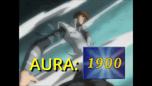 a video game screen shows a character with aura 1900