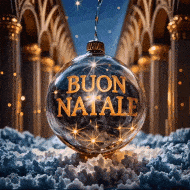 a christmas ornament that says buon natale in orange letters