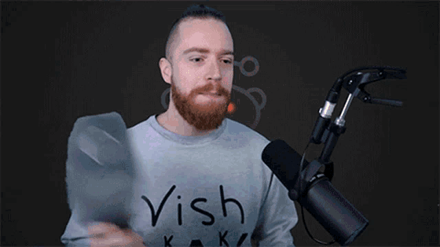 a man with a beard is wearing a shirt that says " wich "
