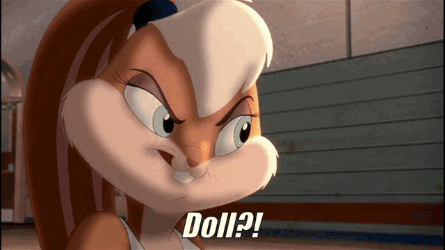 a picture of a cartoon character with the words doll on it