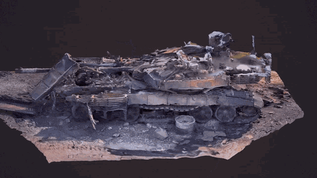 a 3d model of a destroyed military vehicle