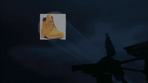 a picture of a pair of timberland boots is displayed on a dark background