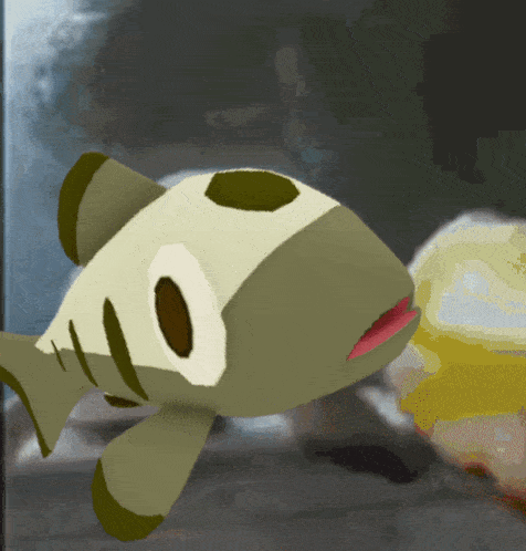 a cartoon fish with brown spots on its body