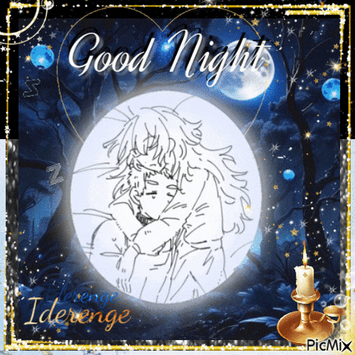 a good night greeting card with a drawing of a woman
