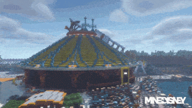 a minecraft image of a building with the words mine disney on the bottom