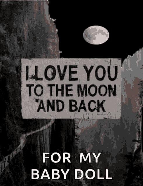 a poster that says i love you to the moon and back for my baby doll