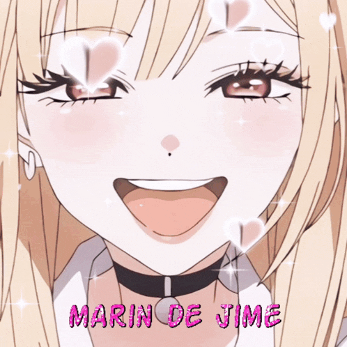 a picture of a girl with the name marin de jime written in pink